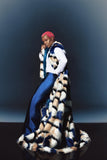 LAVA MARACA FAUX COAT VEST ENSEMBLE SET WITH DRAPERY WIDE-LEGGED PANTS